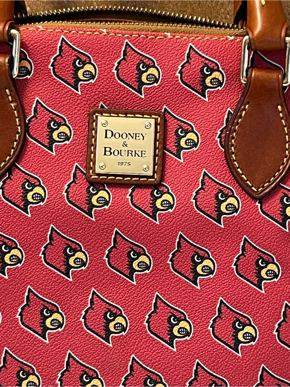 Dooney & Bourke Red Collegiate Pattern Satchel Louisville Cardinals - Picture 2 of 7